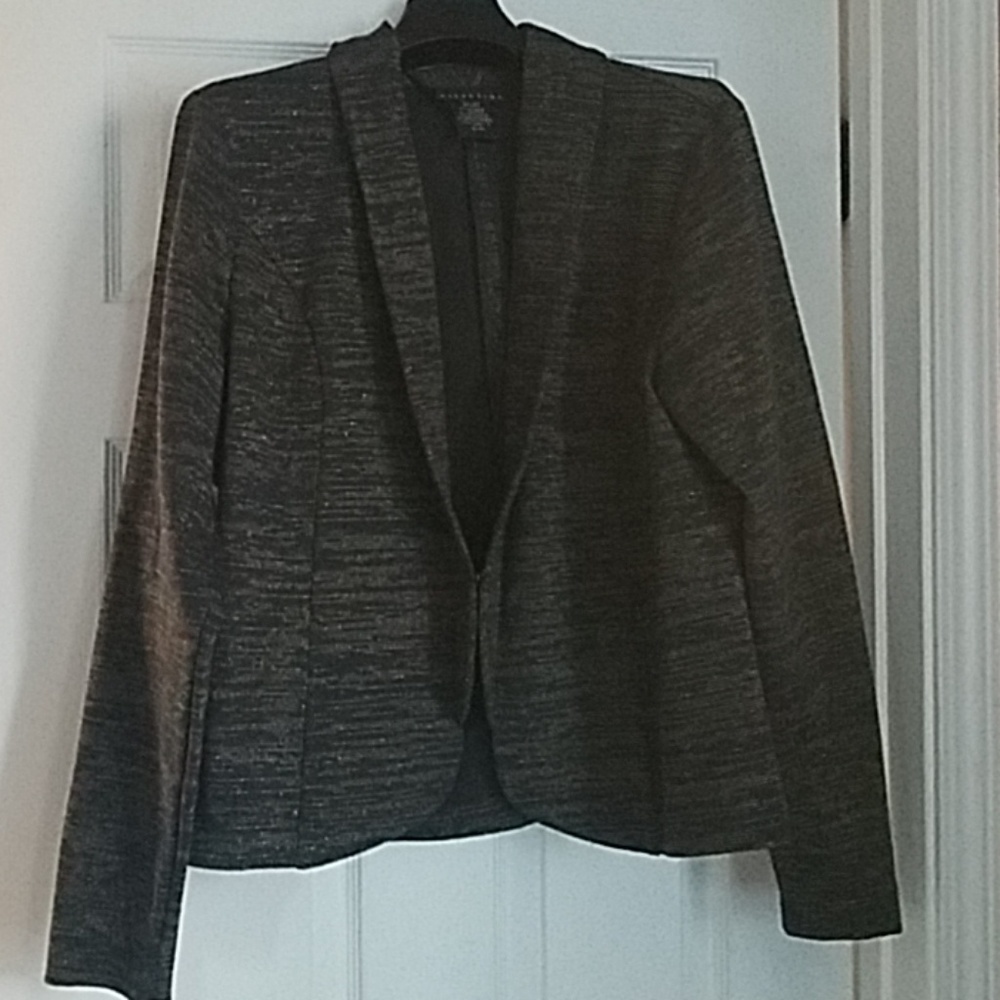 Metallic Stripe Stretch Knit Blazer